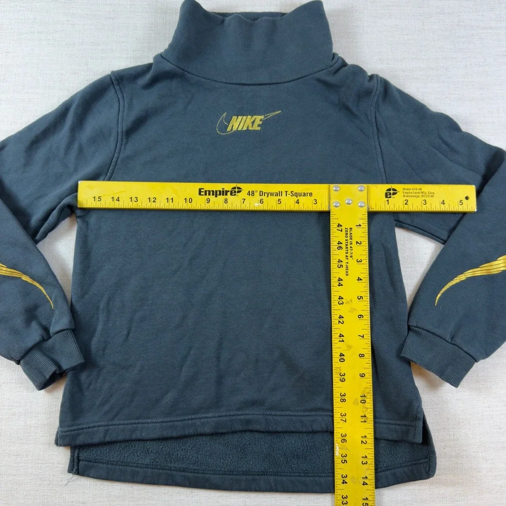 Nike Girls XL Turtleneck Fleece Sweatshirt Blue Gold Graphic High Low Pullover